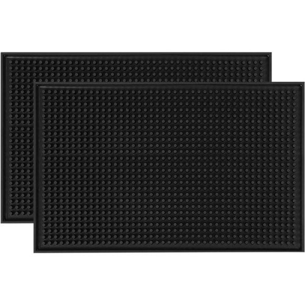Premium Black Bar Mats (17.71 x 11.81 Inches) Set of 2 | Drying, Durable